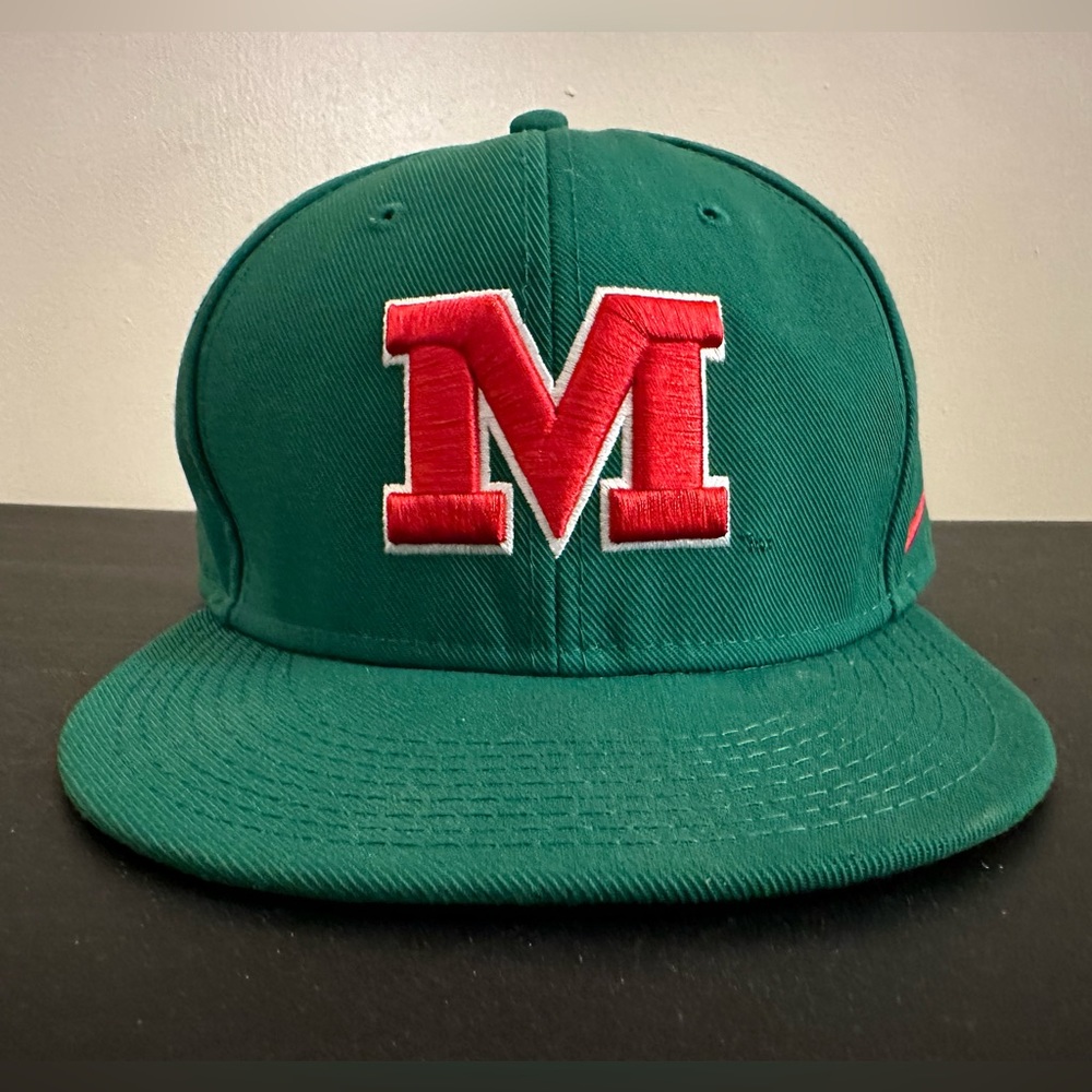 SOLD - Ole Miss Hat - Nike Green Size 8 - Fitted Baseball Team Cap